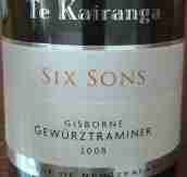 蒂凱酒莊六子瓊瑤漿白葡萄酒(Te Kairanga Six Sons Gewurztraminer, Gisborne, New Zealand)