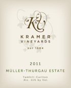 克雷默酒莊莊園米勒-圖高桃紅葡萄酒(Kramer Vineyards Estate Muller-Thurgau Rose, Yamhill-Carlton District, U.S.A.)