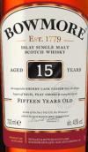 波摩15年蘇格蘭單一麥芽威士忌(Bowmore Aged 15 Years Single Malt Scotch Whisky, Islay, UK)