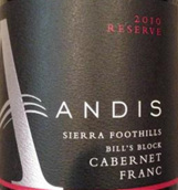 安迪斯比爾區(qū)珍藏品麗珠紅葡萄酒(Andis Wines Bill’s Block Rreserve Cabernet Franc, Sierra Foothills, USA)