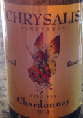 蝶蛹酒庄珍藏霞多丽干白葡萄酒(Chrysalis Vineyards Reserve Chardonnay, Virginia, USA)