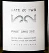 蓋特20灰皮諾干白葡萄酒(Gate 20 Two Pinot Gris, Central Otago, New Zealand)