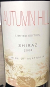 秋山酒莊限量版設拉子紅葡萄酒(Autumn Hill Limited Edition Shiraz, Australia)