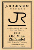 里卡茲老藤仙粉黛干紅葡萄酒(J. Rickards Winery Old Vine Zinfandel, Alexander Valley, USA)