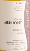 施特夫勒?qǐng)@地木福斯特雷司令白葡萄酒(Domaine Stoeffler Riesling Lieu-Dit Muhlforst, Alsace, France)