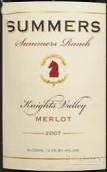 Summers Estate Wines Knights Valley Reserve Merlot, Sonoma County, USA