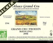 貝克爾雷司令干白葡萄酒(Becker Riesling, Grand Cru Froehn, France)