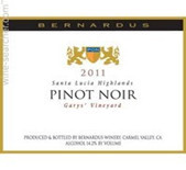 伯納德斯酒莊格瑞園黑皮諾紅葡萄酒(Bernardus Garys' Vineyard Pinot Noir,  Monterey County, USA)