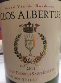 艾伯塔酒莊干紅葡萄酒(Clos Albertus, Saint-Georges-Saint-Emilion, France)