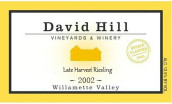 戴維山晚收雷司令甜白葡萄酒(David Hill Winery Late Harvest Riesling, Willamette Valley, USA)