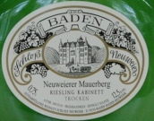 威爾城堡邁恩貝格雷司令小房干白葡萄酒(Weingut Schloss Neuweier Neuweierer Mauerberg Riesling Kabinett, Baden, Germany)