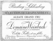 溫巴赫斯伯格園雷司令粒選貴腐甜白葡萄酒(Domaine Weinbach Schlossberg Riesling Selection de Grains Nobles, Alsace, France)