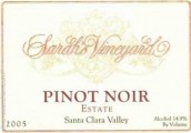 薩拉酒莊黑皮諾紅葡萄酒(Sarah's Vineyard Estate Pinot Noir, Santa Clara Valley, USA)