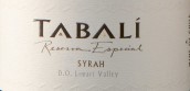 达百利特酿西拉干红葡萄酒(Tabali Reserva Especial Syrah, Limari Valley, Chile)