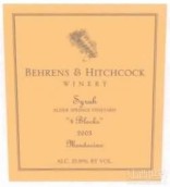 Behrens & Hitchcock Winery Alder Springs Vineyard 4 Blocks Syrah, Mendocino County, USA