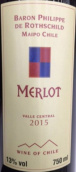 罗斯柴尔德男爵梅洛干红葡萄酒（智利）(Baron Philippe de Rothschild Merlot, Valle Central, Chile)