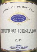 艾斯克酒莊干白葡萄酒(Chateau L' Escadre, Bordeaux, France)