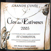 美景園艾斯緹萬園圣克里托甜紅葡萄酒(Domaine le Clos de Bellevue Les Estivencs Saint-Chriatol, Lunel, France)