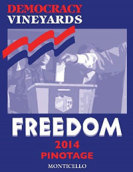 民主自由皮諾塔吉干紅葡萄酒(Democracy Vineyards Freedom Pinotage, Monticello, USA)