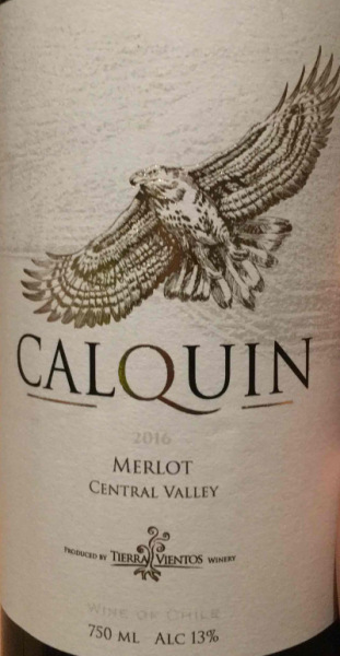 tierra vientos calquin merlot, central valley, chile红酒评分