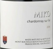 蒙羅歇爾米克霞多麗干白葡萄酒（酒泥陳釀）(Mont Rochelle Miko Chardonnay Sur Lie, Franschhoek Valley, South Africa)