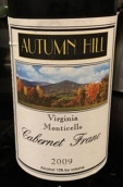 秋山品麗珠干紅葡萄酒(Autumn Hill Vineyards Cabernet Franc, Monticello, USA)