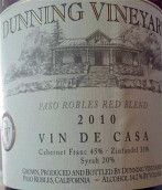 鄧寧葡萄酒之家干紅葡萄酒(Dunning Vineyards Estate Vin De Casa, Paso Robles, USA)