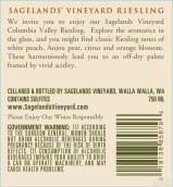 圣蘭雷司令干白葡萄酒(Sagelands Vineyard Riesling, Columbia Valley, USA)