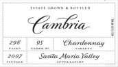 坎布瑞科隆95霞多麗干白葡萄酒(Cambria Clone 95 Chardonnay, Santa Maria Valley, USA)