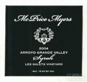 麥克普里斯邁爾斯加累西拉干紅葡萄酒(McPrice Myers Les Galets Syrah, Arroyo Grande Valley, USA)