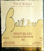 威得本白皮諾干白葡萄酒(Barth Rene Pinot Blanc Vignoble de Bennwihr, Alsace, France)