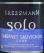 科瑞斯曼梭羅河赤霞珠干紅葡萄酒(Kressmann Solo Cabernet Sauvignon, Vin de Pays d'Oc, France)