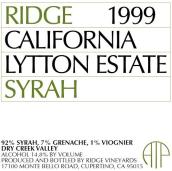 山脊酒莊利頓園西拉紅葡萄酒(Ridge Vineyards Lytton Estate Syrah, Dry Creek Valley, USA)