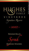 修斯家族西拉干紅葡萄酒(Hughes Family Vineyards Syrah, Sonoma County, USA)