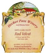 赫克帕斯天鵝絨干紅葡萄酒(Hecker Pass Red Velvet, Santa Clara Valley, USA)