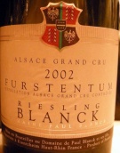 布蘭克福斯坦登特級(jí)園雷司令干白葡萄酒(Domaine Paul Blanck Furstentum Grand Cru Riesling, Alsace, France)