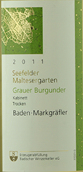 巴登酒莊塞費爾德馬騰加特灰皮諾小房干白葡萄酒(Badischer Winzerkeller Grauer Burgunder Kabinett  Trocken Seefelder Maltesergarten, Baden, Germany)