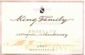 皇家玫瑰園維歐尼-霞多麗干白葡萄酒(King Family Vineyards Roseland Viognier - Chardonnay, Monticello, USA)