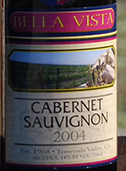 貝拉·維斯塔赤霞珠干紅葡萄酒(Bella Vista Winery Cabernet Sauvignon, California, USA)