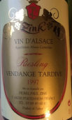 纖歌遲摘雷司令甜白葡萄酒(Domaine Zink Pierre-Paul Vendanges Tardives Riesling, Pfaffenheim, France)