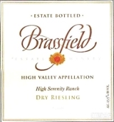 布拉斯菲爾德靜園干型雷司令干白葡萄酒(Brassfield Estate Winery High Serenity Ranch Vineyard Dry Riesling, High Valley, USA)