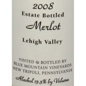 藍峰梅洛紅葡萄酒(Blue Mountain Vineyards Merlot, Lehigh Valley, USA)
