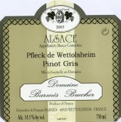 巴爾梅布徹皮弗萊克灰皮諾干白葡萄酒(Domaine Barmes-Buecher Pinot Gris Pfleck, Alsace, France)