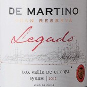 德馬丁諾傳奇西拉干紅葡萄酒(De Martino Legado Reserva Syrah, Choapa Valley, Chile)