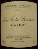 莎普蒂爾巴班-卡利斯干紅葡萄酒(M. Chapoutier Mas de la Barben Calice, Coteaux du Languedoc, France)