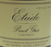 练习曲灰皮诺干白葡萄酒(Etude Pinot Gris, Carneros, USA)