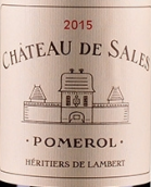 莎樂斯酒莊紅葡萄酒(Chateau de Sales, Pomerol, France)