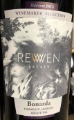 蕾文酒莊釀酒師精選伯納達(dá)干紅葡萄酒(Rewen Estate Winemaker Selection Bonarda, Uco Valley, Argentina)