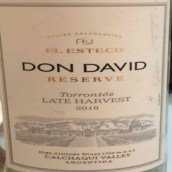 艾斯德科唐大衛(wèi)系列珍藏特濃情晚收白葡萄酒(El Esteco Don David Reserve Torrontes Late Harvest, Calchaqui Valley, Argentina)