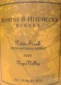 貝希酒莊春山小西拉干紅葡萄酒(Behrens & Hitchcock Spring Mountain Petite Sirah, California, USA)